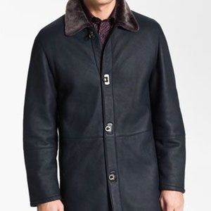 Salvatore Ferragamo Genuine Shearling Coat With Gancini Closure 58 EU /48 US/ XL